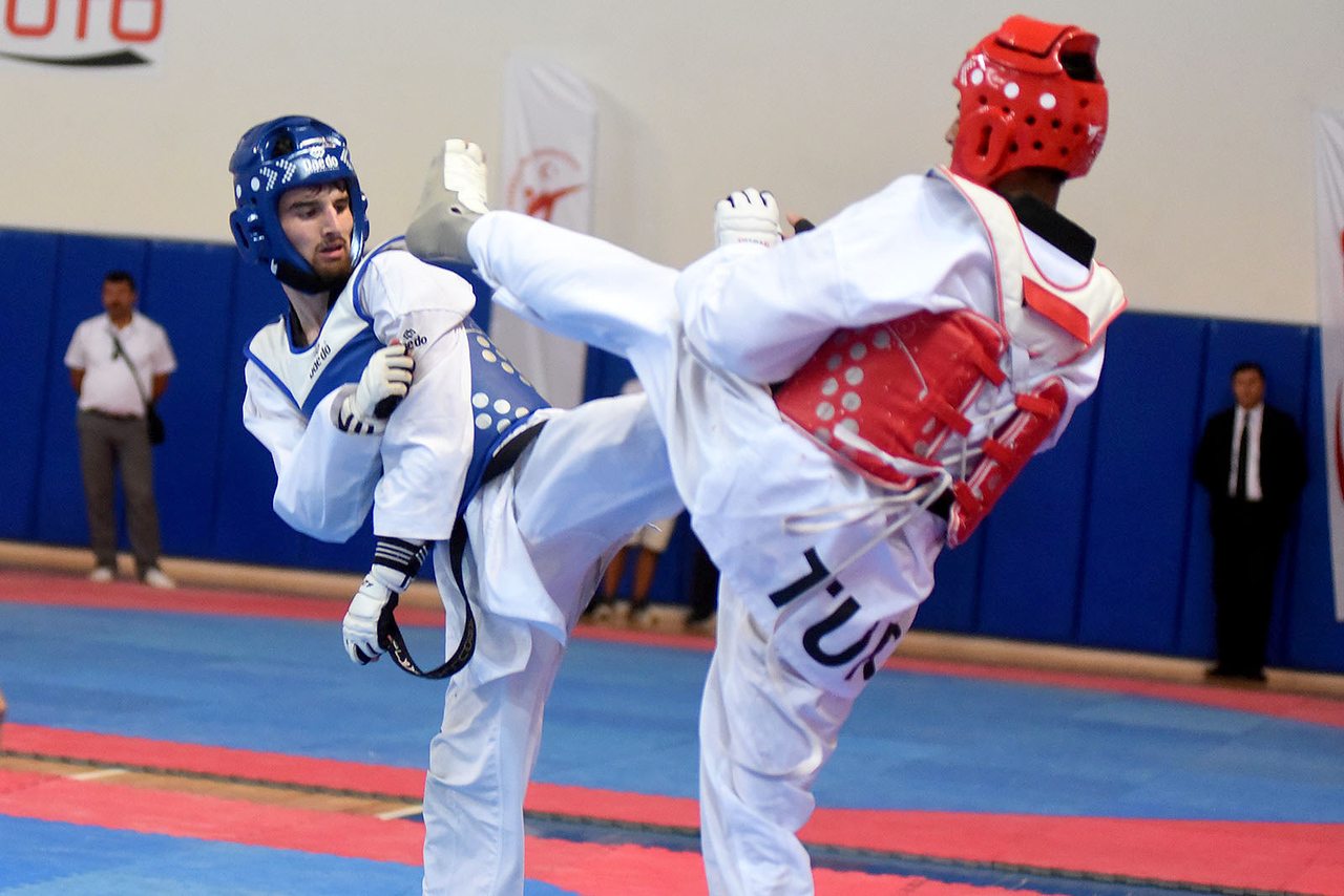 Taekwondo müsabakasından bir an