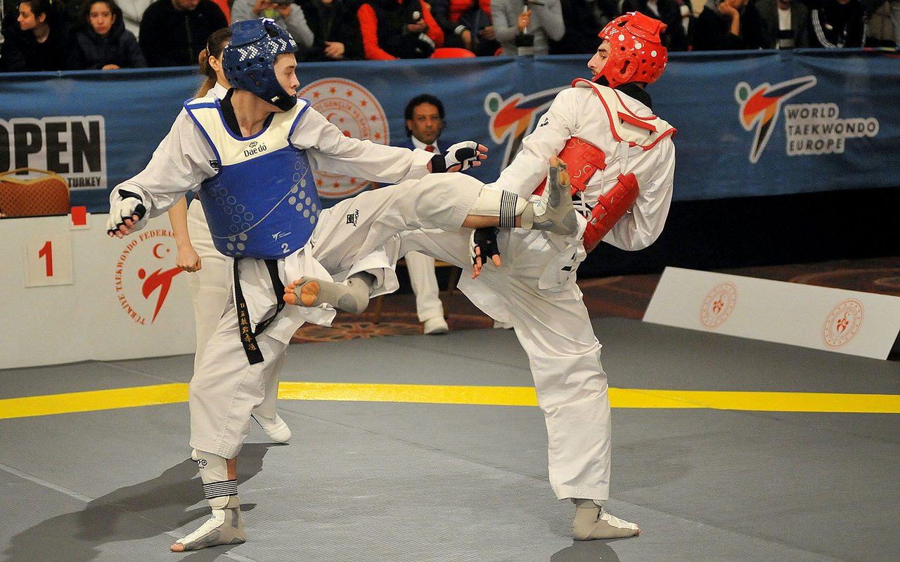 Taekwondo müsabakasından bir an