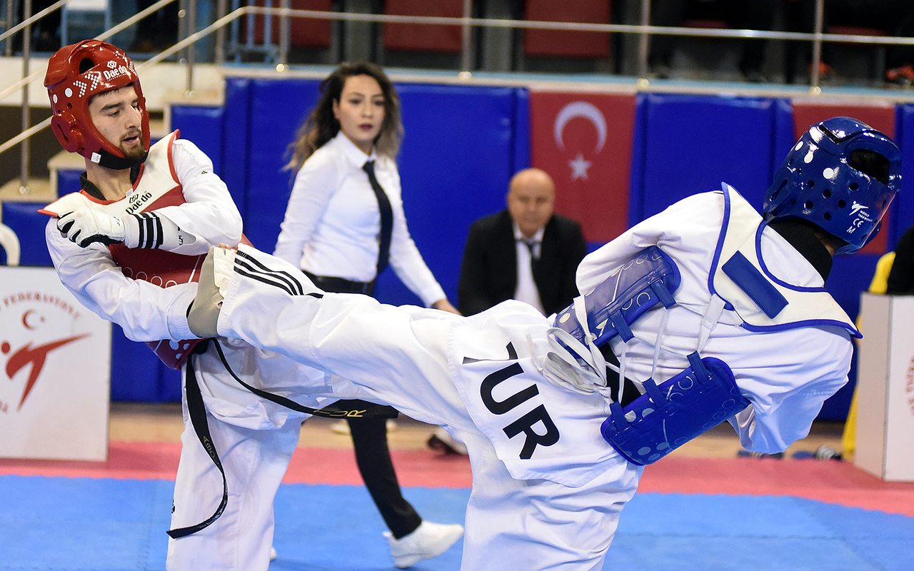 Taekwondo müsabakasından bir an