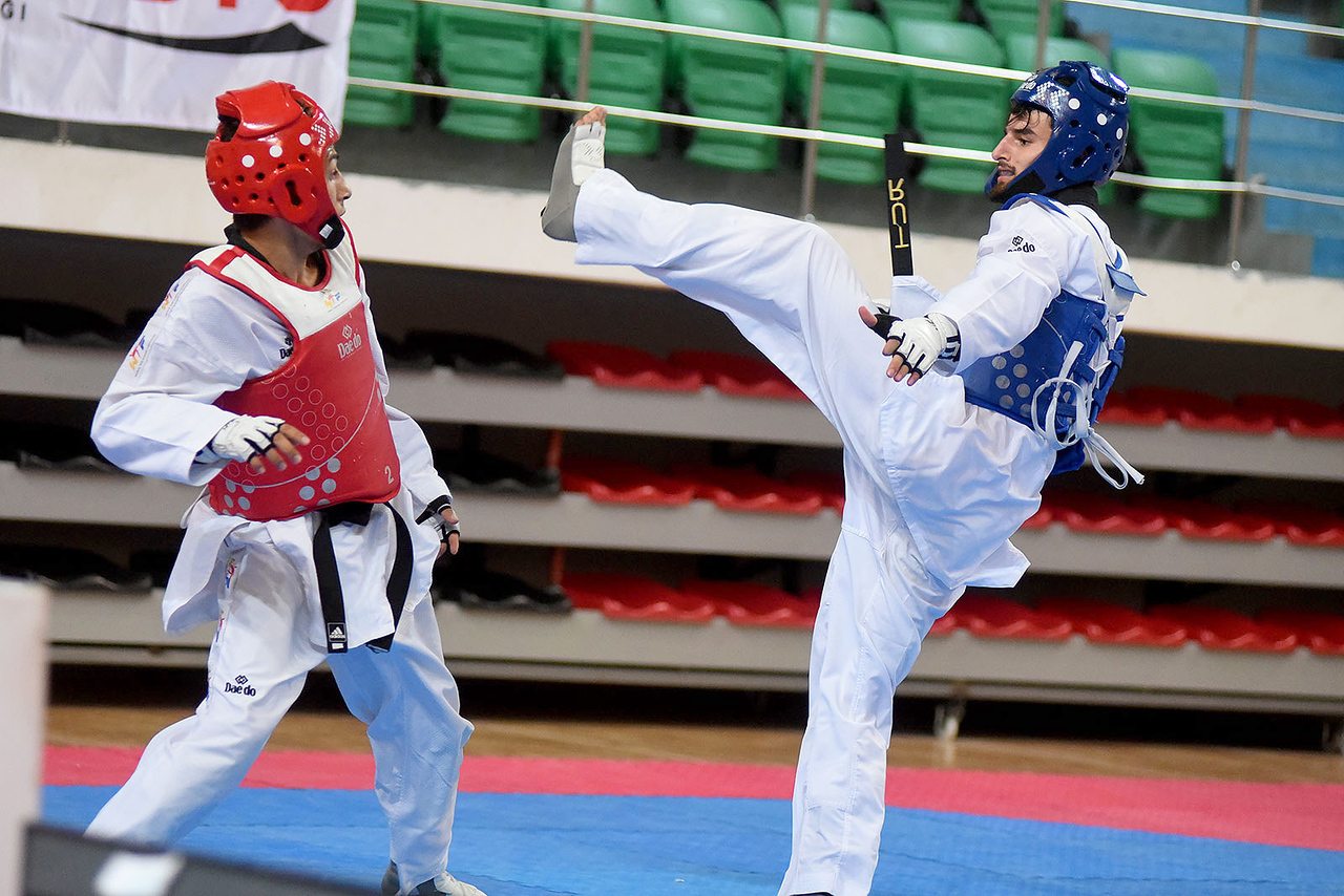 Taekwondo müsabakasından bir an